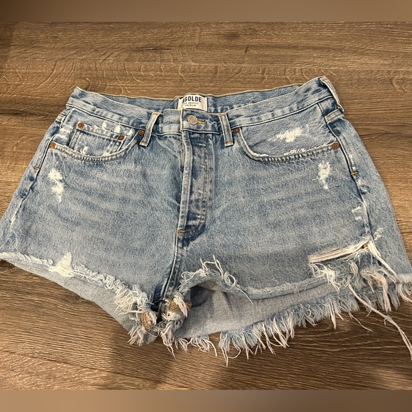 Agolde Parker Distressed Cutoff Jean Shorts Size 31 Color Swampmeet - Picture 3 of 8